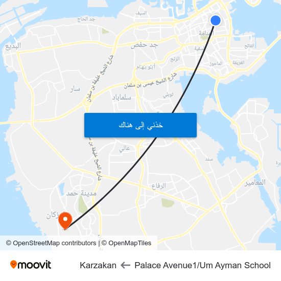 Palace Avenue1/Um Ayman School to Karzakan map
