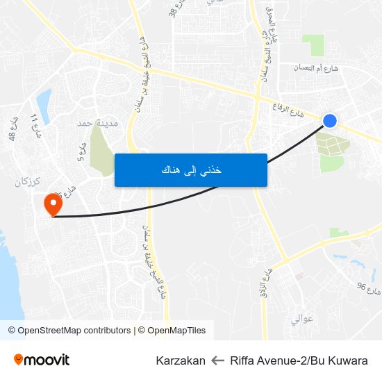 Riffa Avenue-2/Bu Kuwara to Karzakan map