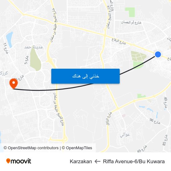 Riffa Avenue-6/Bu Kuwara to Karzakan map