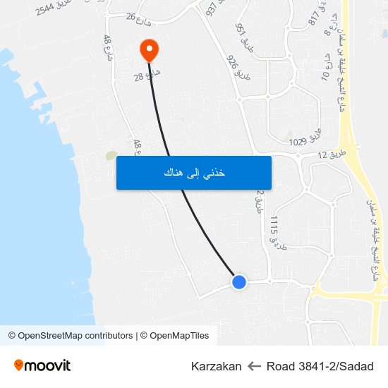 Road 3841-2/Sadad to Karzakan map