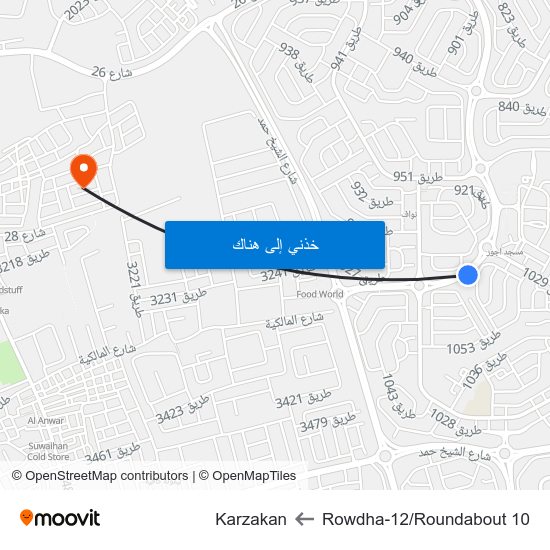 Rowdha-12/Roundabout 10 to Karzakan map