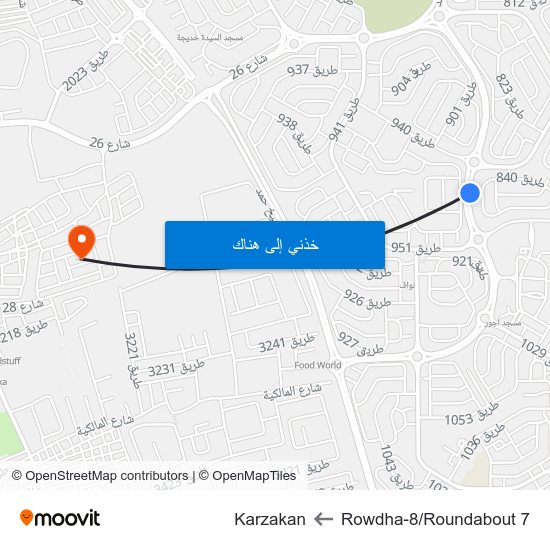 Rowdha-8/Roundabout 7 to Karzakan map