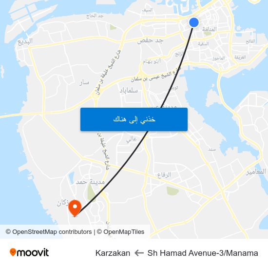 Sh Hamad Avenue-3/Manama to Karzakan map