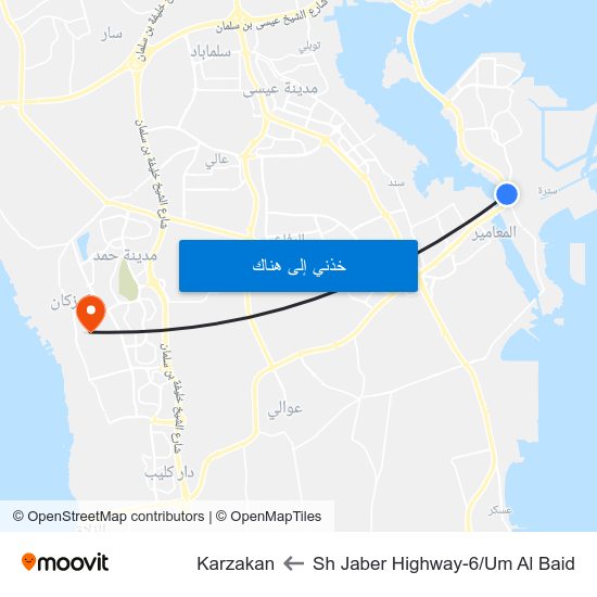 Sh Jaber Highway-6/Um Al Baid to Karzakan map