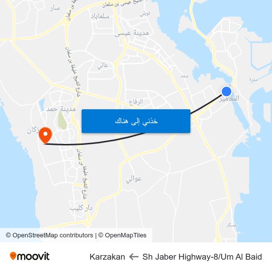 Sh Jaber Highway-8/Um Al Baid to Karzakan map