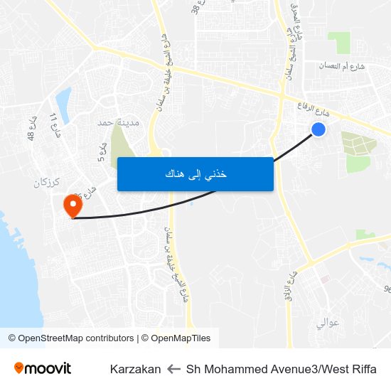 Sh Mohammed Avenue3/West Riffa to Karzakan map