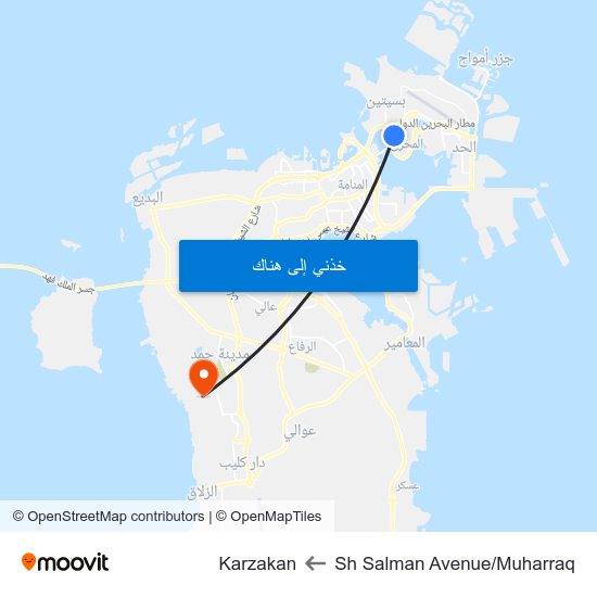 Sh Salman Avenue/Muharraq to Karzakan map