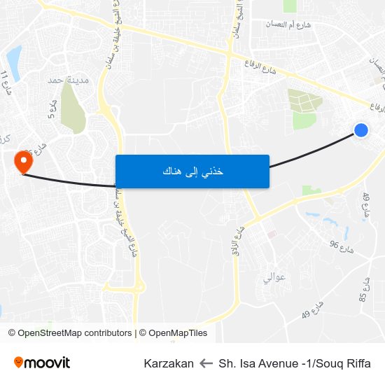 Sh. Isa Avenue -1/Souq Riffa to Karzakan map