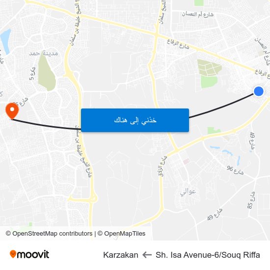 Sh. Isa Avenue-6/Souq Riffa to Karzakan map