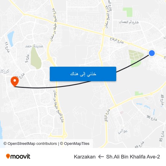 Sh.Ali Bin Khalifa Ave-2 to Karzakan map