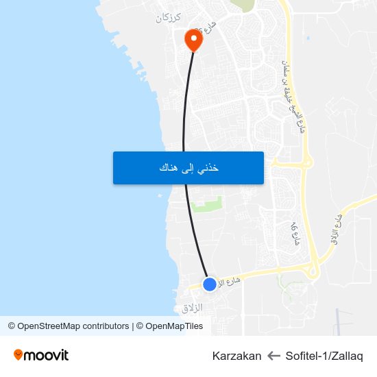 Sofitel-1/Zallaq to Karzakan map
