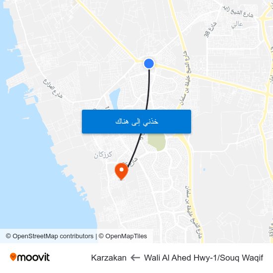 Wali Al Ahed Hwy-1/Souq Waqif to Karzakan map