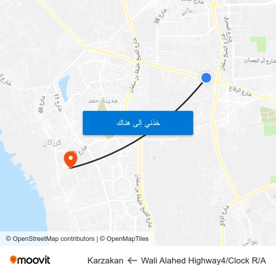 Wali Alahed Highway4/Clock R/A to Karzakan map