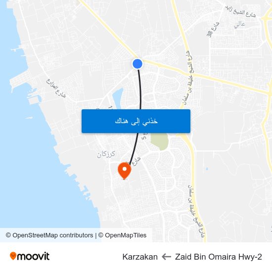 Zaid Bin Omaira Hwy-2 to Karzakan map