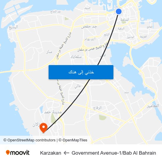 Government Avenue-1/Bab Al Bahrain to Karzakan map