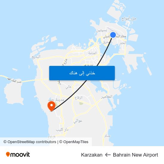 Bahrain New Airport to Karzakan map