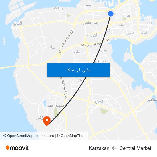 Central Market to Karzakan map
