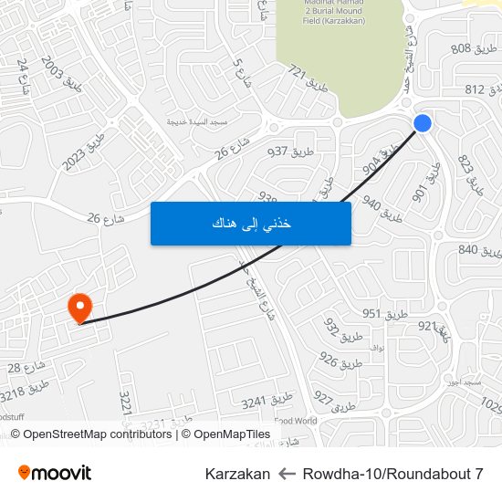 Rowdha-10/Roundabout 7 to Karzakan map