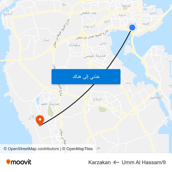 Umm Al Hassam/9 to Karzakan map