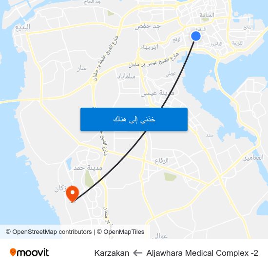 Aljawhara Medical Complex -2 to Karzakan map