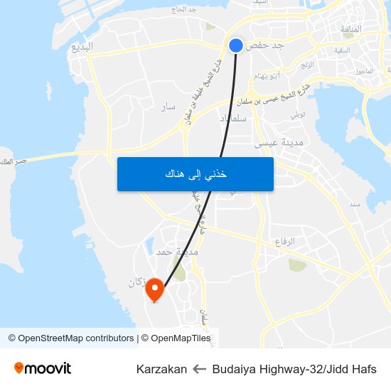 Budaiya Highway-32/Jidd Hafs to Karzakan map