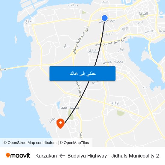 Budaiya Highway - Jidhafs Municpality-2 to Karzakan map