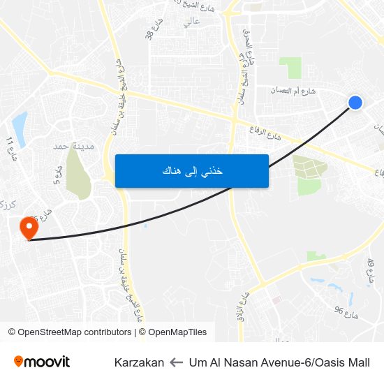 Um Al Nasan Avenue-6/Oasis Mall to Karzakan map