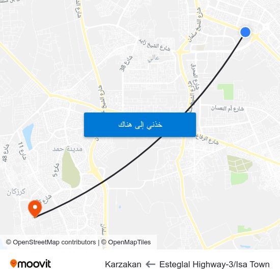 Esteglal Highway-3/Isa Town to Karzakan map