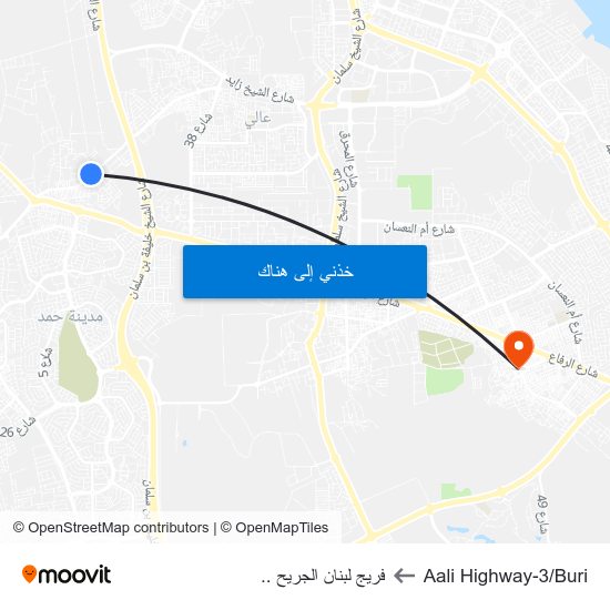 Aali Highway-3/Buri to فريج لبنان الجريح .. map