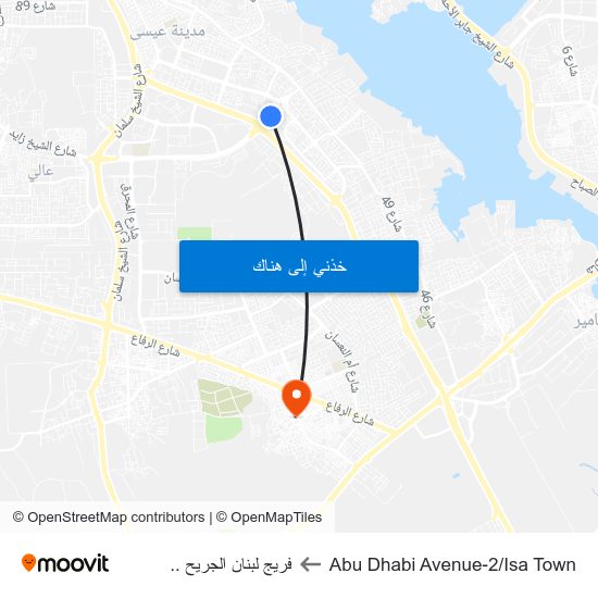 Abu Dhabi Avenue-2/Isa Town to فريج لبنان الجريح .. map