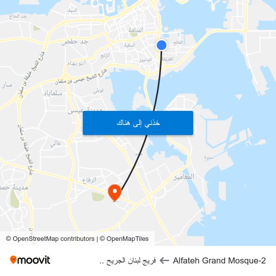 Alfateh Grand Mosque-2 to فريج لبنان الجريح .. map