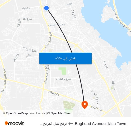 Baghdad Avenue-1/Isa Town to فريج لبنان الجريح .. map
