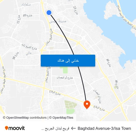Baghdad Avenue-3/Isa Town to فريج لبنان الجريح .. map