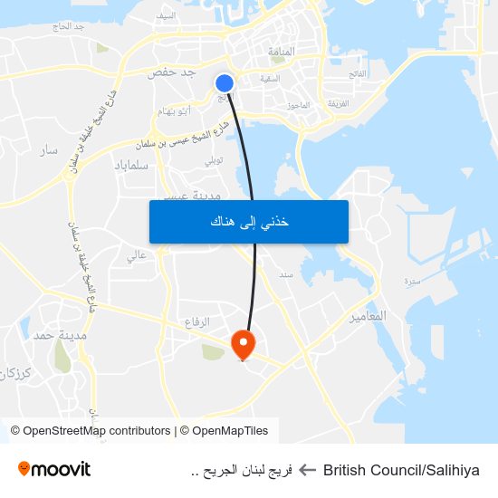 British Council/Salihiya to فريج لبنان الجريح .. map