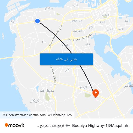 Budaiya Highway-13/Maqabah to فريج لبنان الجريح .. map