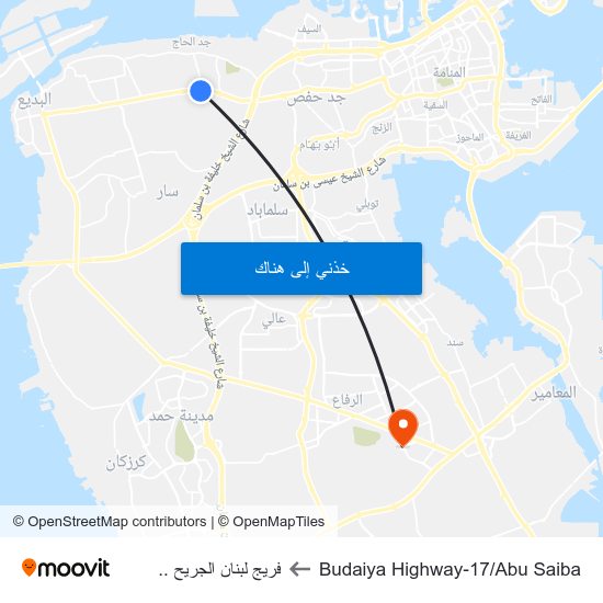 Budaiya Highway-17/Abu Saiba to فريج لبنان الجريح .. map