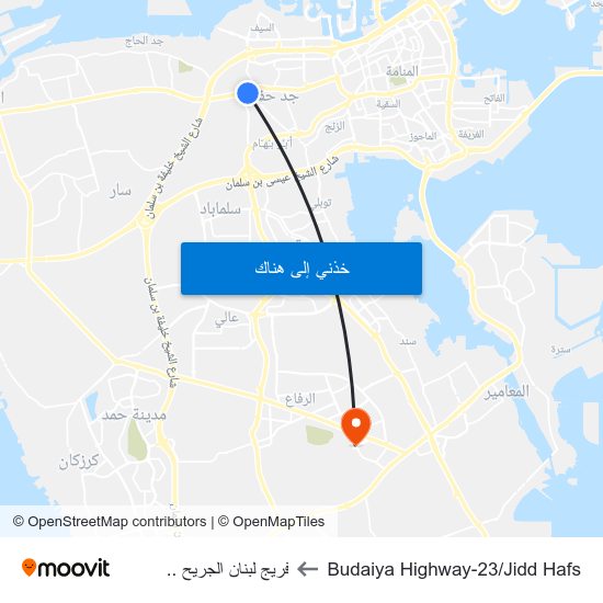 Budaiya Highway-23/Jidd Hafs to فريج لبنان الجريح .. map