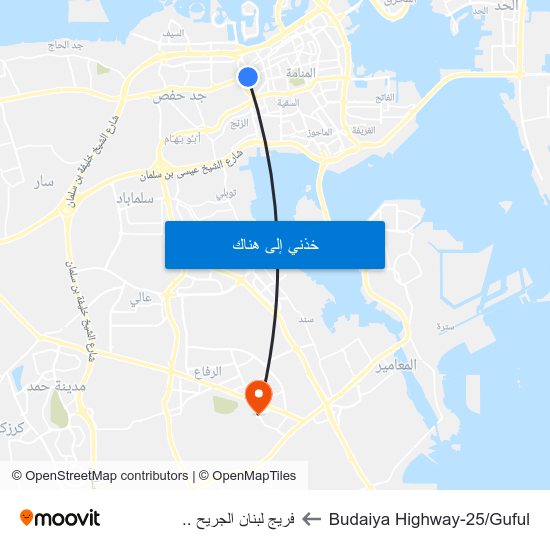 Budaiya Highway-25/Guful to فريج لبنان الجريح .. map