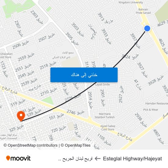 Esteglal Highway/Hajeyat to فريج لبنان الجريح .. map