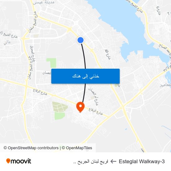 Esteglal Walkway-3 to فريج لبنان الجريح .. map