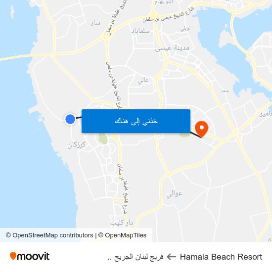 Hamala Beach Resort to فريج لبنان الجريح .. map