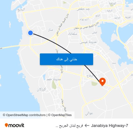Janabiya Highway-7 to فريج لبنان الجريح .. map