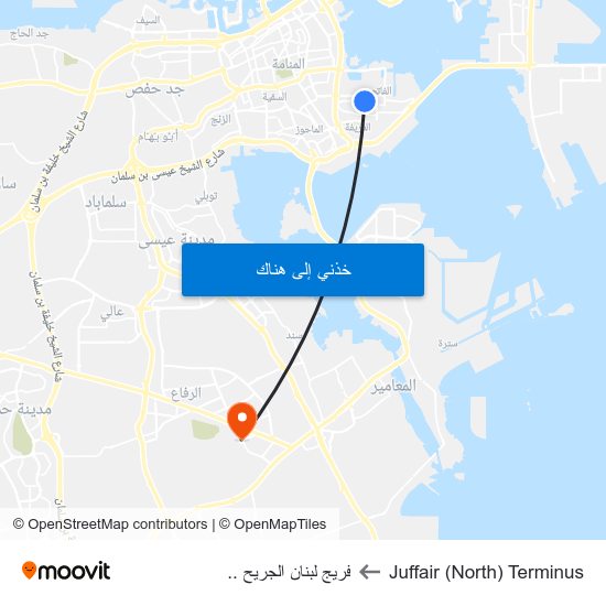 Juffair (North) Terminus to فريج لبنان الجريح .. map