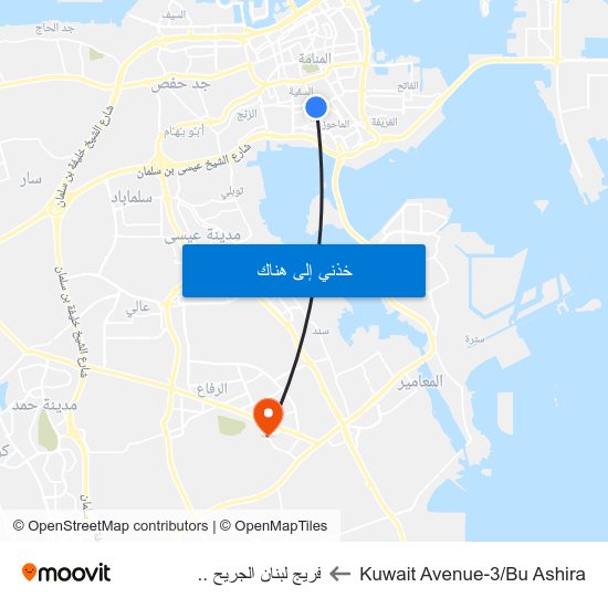 Kuwait Avenue-3/Bu Ashira to فريج لبنان الجريح .. map