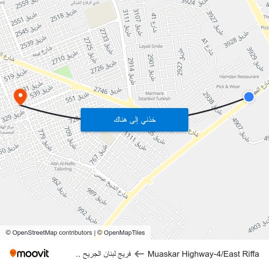 Muaskar Highway-4/East Riffa to فريج لبنان الجريح .. map