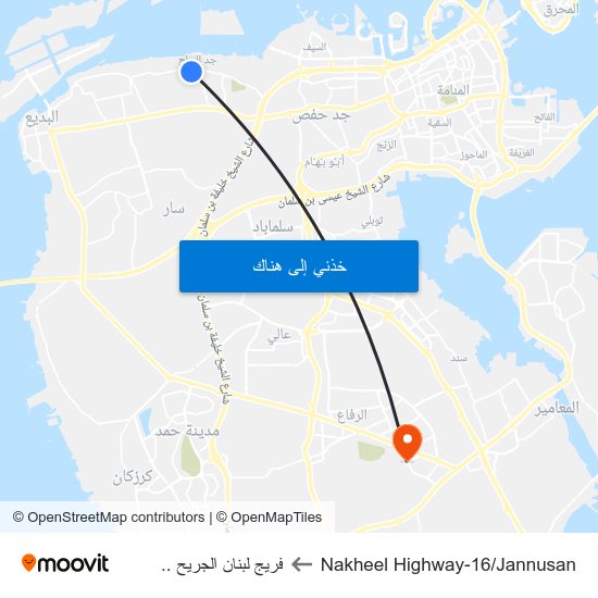 Nakheel Highway-16/Jannusan to فريج لبنان الجريح .. map