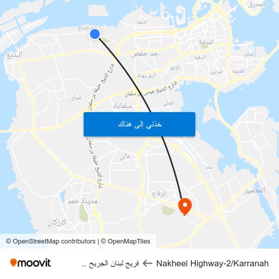 Nakheel Highway-2/Karranah to فريج لبنان الجريح .. map