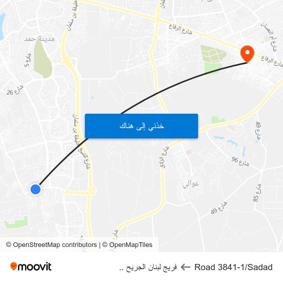 Road 3841-1/Sadad to فريج لبنان الجريح .. map