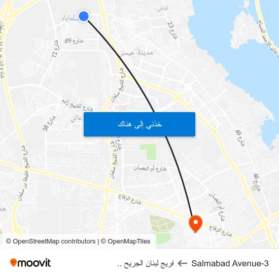 Salmabad Avenue-3 to فريج لبنان الجريح .. map