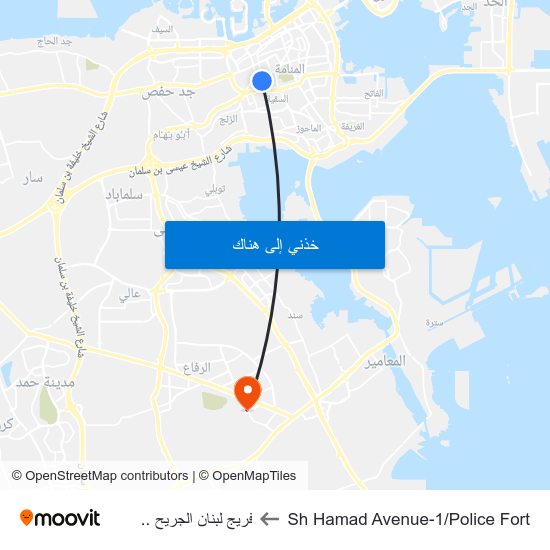 Sh Hamad Avenue-1/Police Fort to فريج لبنان الجريح .. map